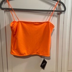 Bright orange cropped tank top